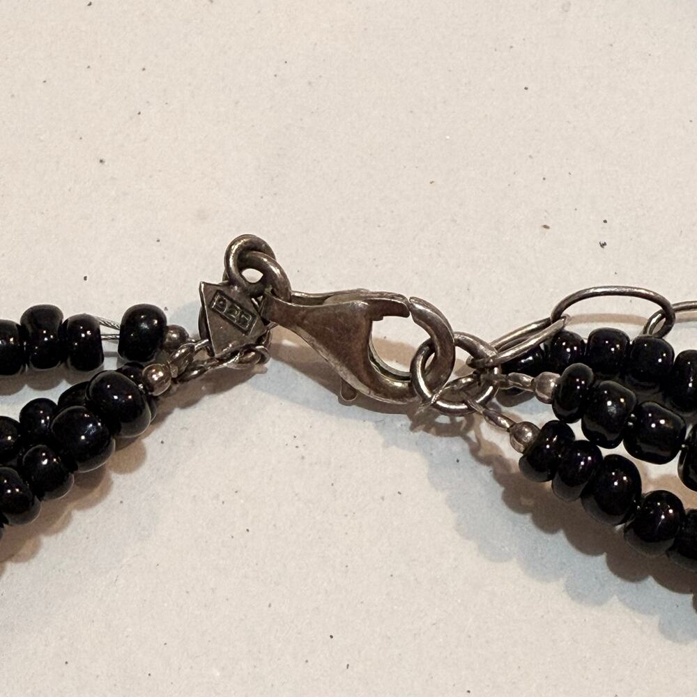 Silpada Sterling Silver Triple Strand Black Glass Bead Necklace - Picture 3 of 5
